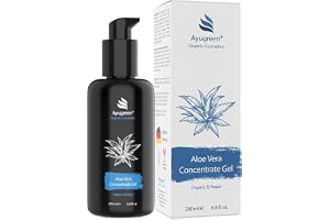 Aloe Vera Gel ORGANIC 200ml, vegansk - med 100% ren Aloe Vera juice - Naturkosmetika Made in Germany - för ansikte, hals, dekolletage, kropp