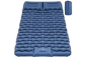 ZODAS Self Inflating Camping Mattress, Upgraded Material, Inflatable Sleeping Pad with Built-in Foot Pump, Self-inflating Sleeping Mats for Camping, Tent, Backpacking, Hiking, Double Blue