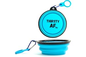 THE DOG LADY (TDL) TDL Collapsible Dog Bowl, Collapsible Dog Water Bowls for Dogs & Cats, Portable Dog Food Water Bowl with Carabiner & Bottle Holder -Small 350ml, Blue)