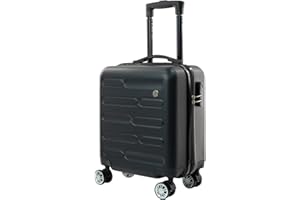 SA Products Cabin Suitcase, Easy Jet 45x36x20 Cabin Bag | Lightweight Hard Shell Carry-On Suitcase with Wheels, Telescopic Handle | Travel Luggage (Black)