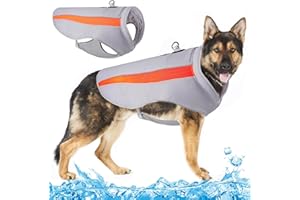 OCSOSO Dog Cooling Vest, Adjustable Cooling Coat Dog for Medium Heavy Dog Breeds, Bright Colour and Reflective Design, Dog Cooling Vests for Hot Season, Weather, Outdoor, Summer (XXL Orange)