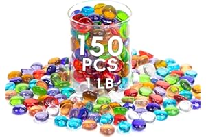 MESCHETT 0.44KG Mix Color Glass Beads, Mini Flat Glass Marbles for Vase Fillers, Floral Bottom Mancala Gems Pebbles Fish Tank Rocks for Table Scatter Aquarium,Home Decorative Art Craft Supplies(0.5"~0.7")