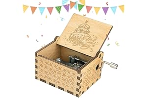 Basetousual Caja de Música de Manivela de Madera, Caja Musical Tallada a Mano, Caja de Música de Manivela de Madera Decorativa Tallada, Niños Amigos Caja de Música Familiar Regalos de Cumpleaños