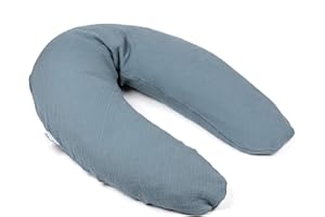 Doomoo Basics - Comfy Big Tetra Blue - Cojín de embarazo multiuso - Cojín grande de lactancia materna y maternidad - para dormir, amamantar y relajarse - Relleno de microbolas con funda lavable