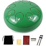 Essenza 8 Notes 6 Inch Mint Green Alloy Steel Tongue Drum Perfect Percussion Musical Instrument for Kids and Adults Handpan Drum for Meditation, Yoga - Includes Mallets, Finger Picks with Travel Bag: 