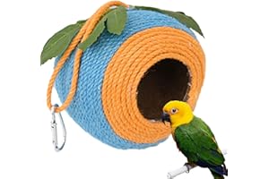 PW TOOLS di Guscio di Cocco Pappagallo,Casa di Cocco per Uccelli - Capanna per Uccelli in Guscio di Noce di Cocco Naturale, di Uccelli Intrecciato a Mano per pappagalli, Rondine, conuri