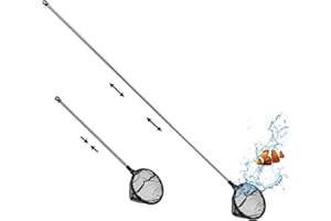 Filhome Telescopic Aquarium Fish Net, Fine Mesh Fish Net for Fish Tank with Extendable Long Handle