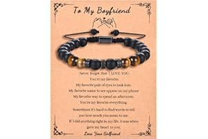 KORAS Gifts for Men Boys, Boyfriend Husband Bracelet Tiger Eye Bracelet for Dad Grandad Son Uncle Brother, Beads Bracelet Present for Birthday Fathers Day Christmas Valentines Day