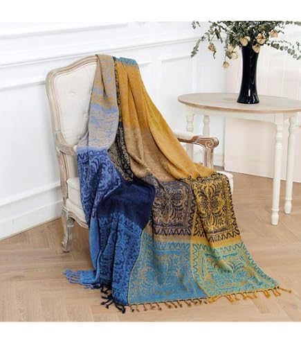Couverture Canapé Balakaka 130x170cm - Tricotée Pompons Bohème - Douce Et Chaude - Décoration Maison