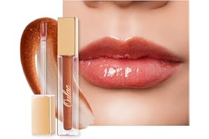 Oulac Brillo Labios Purpurina - Barra de Labios Líquida con Purpurina, Brillo de Labios Hidratante Transparente para Labios Secos | Enriquecido con Aceite Esencial Rosa, 4,5ml, Albaricoque (C02)