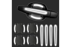 Andibro Pellicola protettiva riflettente per maniglia della portiera dell'auto, 9 pezzi, protezione antigraffio in fibra di carbonio, adesivo per maniglia della portiera dell'auto, non lascia segni,