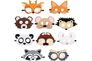 mellystore Mascherine Feltro 10pcs Maschere di Animali per Bambini Mascherine Carnevale Bambini Mascherine Cosplay Maschere Animali Feltro Bambini per Compleanno Mascherata Cosplay Halloween Festa