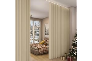 ‎PLODAXE Raumteiler Vorhang Extra Breit H213xB254CM Wasserdicht, Raumtrenner Vorhänge mit Haken, Schrankvorhang Faltbarer Raumteiler für Bad/Schlafzimmer/Wohnzimmer/Büro/Sichtschutz(Beige)