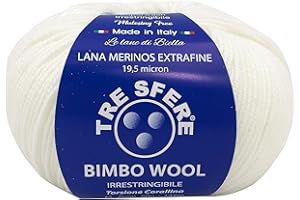 FILATI ITALIANI lana Merino bimbo extra quality 100% merinos da 50g - 145 metri per uncinetto 3-3,5 per copertine da nenonato e capi di abbigliamento di qualita superiore (bianco - 01, EXTRA QUALITY)