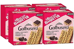 CAIYA 4X Galbusera Bisco Barretta Barretta di Cereali Croccanti e Cioccolato Fondente Extra 230g