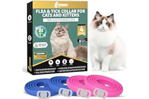 YOTANGO Collare Antiparassitario per Gatti, 4 Pezzi Collare Antipulci Gatto, Naturale Collare Antipulci e Zecche per Gatti, 32 Mesi di Protezione Antipulci per Tutti i Gatti(Rosa&Blu)