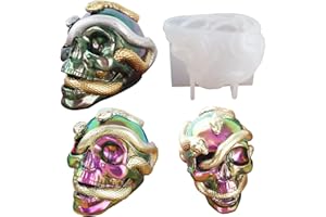 UOEO 3D Snake Skull Silicone Mold for Resin, Epoxy, Wax, Concrete, Cake, Chocolate Casting