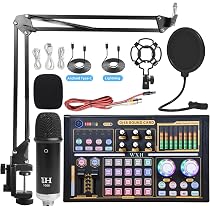 Sunbmebge Live Sound Cards Condenser Microphone Set Streaming ...