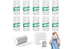 SPERMUOY 10 Rouleaux Papier Thermique Auto-adhésif Blanc,Thermique Adhésif Rouleau de Papier, appareil photo papier thermique pour mini imprimante de poche