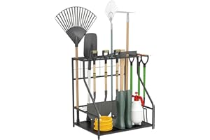 Outsunny Organiseur d'Outils avec Crochets, Support de Garage à 3 Niveaux pour Sécateurs, Pelles, Râteaux, Jardin et Garage Orange