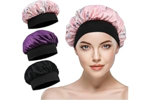 AOGOE Jedwabny czepek do spania, 3 sztuki czepków do włosów dla kobiet, czepek do spania, jedwabny czepek do spania, do ochrony włosów na noc, Bonnet z elastyczną taśmą