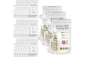 100 Pcs Breast Milk Storage Bags HXC 250ml Milk Storage Bags Breastfeeding Temp-Sensing Breastmilk Storage Bag with Pour Spout BPA Free No-Leak for Breastfeeding