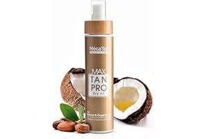 Huile bronzante sèche naturelle Megatan Max-Tan Pro avec activateur de mélanine - Accélérateur de bronzage intense pour soleil et solarium, huile solaire pour bronzage, amplificateur de bronzage
