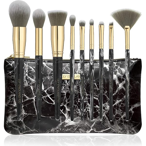 9-teiliges Make-up-Pinsel-Set In Marmor-Optik – Vegane Profi-Pinsel Für Gesicht & Augen