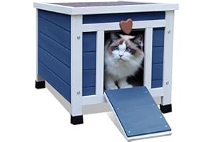 HICAPTAIN Caseta exterior para gatos, caseta para conejos aumentable resistente a las casetas de madera para pequeños animales y hábitat