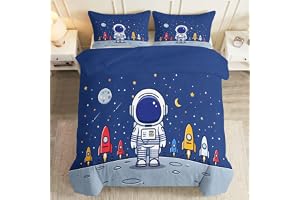 Générique Påslakan 140 x 200 cm utrymme stjärnhimmel astronaut raket sängkläder set 2 personer pojke flicka, mjukt tecknat på