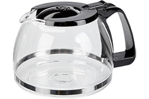 Melitta 1023-01 Caraffa in vetro di ricambio per macchina da caffè Easy II 1023-02, nera, vetro borosilicato, 1,25 litri, 1 pezzo