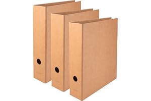 ‎FALKEN FALKEN 3er Pack Pure Nature Ordner, Made in Germany, 8 cm breit DIN A4 Braun Vegan, puristisch, stabiler und langlebiger, naturbelasser Karton Ringbuch Hefter Mappe