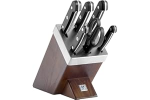 ZWILLING Ceppo di Coltelli Autoaffilante, 7 Pezzi, Ceppo in Legno, Coltelli e Forbici in Acciaio Inox/Impugnature in Plastica, Gourmet