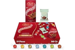 Lindt Letterbox Chocolate Hamper - 360g (19-Piece Set) - Assorted Chocolate Bars Truffles & Wafers, Lindor Chocolates Gift Box, Birthday Gifts for Women and Men, Thank You or Christmas Gifts