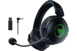 Razer Kraken V3 Pro HyperSense Wireless Gaming Headset with Feel Technology: Triforce Titanium 50mm Driver, THX Spatial Audio, HyperSpeed Wireless, Hybrid Fabric and