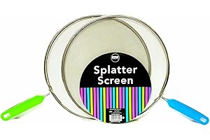 DPNY 2 x 28cm Splatter Guard Set Frying Pan Anti Splash Screen Cover Mesh Metal Wired with random Coloured Handle