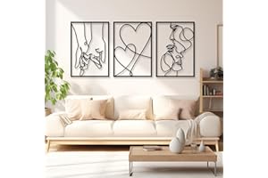 BONJUME Abstrakte Wandkunst, 3PCS Wanddeko Minimalistische Wanddekoration Aus Metall 3D-Struktur Line Art Hängende Wandbild Wandposter Posterset Für Schlafzimmer Zuhause Büro Badezimmer Küche Wohnzimmer