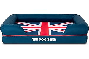 THE DOG'S BALLS The Dog's Bed Replacement Outer Cover Only For The Dog's Bed Orthopaedic, Washable Oxford Fabric, Medium Blue with Red Piping UK Central Flag, Veterinary Approved