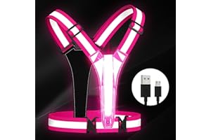 Sundonix LED Reflective Running Light Vest - USB Rechargeable High Vis Chest Light Gear Gift for Runner Night Jogging Cycling Walking