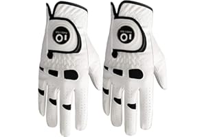 FINGER TEN Gant De Golf Hommes Main Gauche Droite avec Marqueur De Balle Paquet De 2, Gants De Golf Cuir Durable Doux Confortable en Forme Taille Petit Moyen Grand