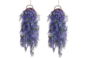 PANYI 2 Piezas Plantas Falsas,Plantas Artificiales Colgantes,Enredaderas de Plastico,Plantas Artificiales Decorativas para Decoración de Pared Interior-Exterior en Jardines Domésticos (Púrpura)