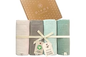 ‎DIKOS DIKOS® Baby Mulltücher 4er Premium Set (Creme, Taupe, Mint & Salbei) – 64x64cm – saugstarke Musselintücher aus weicher Bio-Baumwolle (GOTS & Oeko-TEX) – Spucktücher Neugeborene – Geschenk zur Geburt