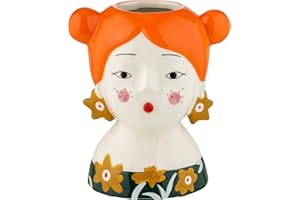 Baroni Home Vaso in Ceramica Dipinto a Mano, Decorativo Moderno per Interno ed Esterno, per Fiori e Piante, Soprammobile Linea Isotta, 15x11x18 cm, Rossa/Grande