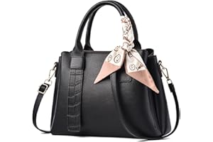 NICOLE & DORIS Sac a Main Femme Mode Sac à Bandoulière Léger Sac Portés Main Pochette Sac Epaule en PU Cuir Sac Fourre Tout Sac avec Longue Sangle Noir