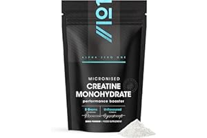 Micronised Creatine Monohydrate Powder 300g – Unflavoured – Proven to Increase Physical Performance – Resealable and Recyclable Pouch by Alpha01