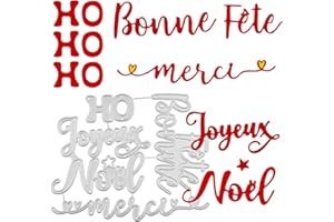 BETESSIN 4pcs Matrices de Découpe Scrapbooking Joyeux Noël Bonne Fête Merci Dies Cutting Pochoirs Matrice Bricolage en Métal Décoration pour Artisanat Fête Anniversaire Noël