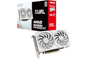 ASUS Dual AMD Radeon RX 9060 XT, Scheda Grafica 16G GDDR6, 128 Bit, PCIe 5.0, 1 HDMI 2.1, 2 DisplayPort 2.1, Ventole Axial-Tech, Tecnologia 0db, GPU Tweak III, Bianco, DUAL-RX9060XT-16G-WHITE