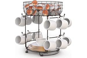 Bomclap Supporto per tazze, in metallo, per tazze da caffè e bicchieri, accessori e organizzazione della cucina, 12 ganci (bronzo-1)