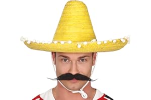 FIESTAS GUIRCA | Sombrero Mexicano de Paja (45 cm) - Accesorio de Fiesta para Celebraciones de Verano y Graduaciones - Ideal para Eventos Temáticos de México y Fiestas de Disfraces - Adulto Unisex