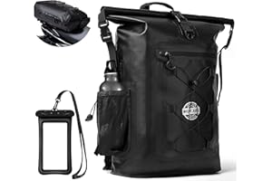 Grapelet Zaino moto impermeabile 40L utilizzabile per biciclette con spallacci removibili con tasche laterali PVC500D nero pioggia neve e protezione fango